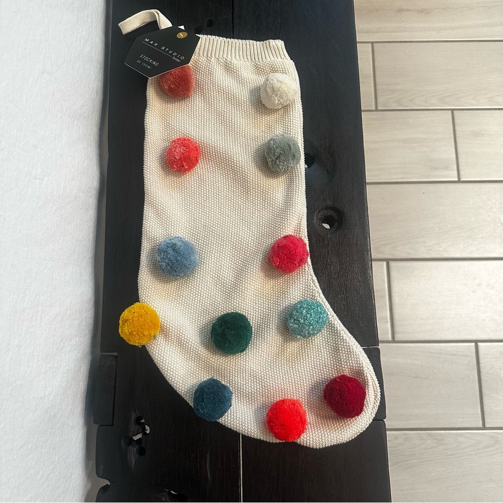 Max Studio Pom Pom Stocking